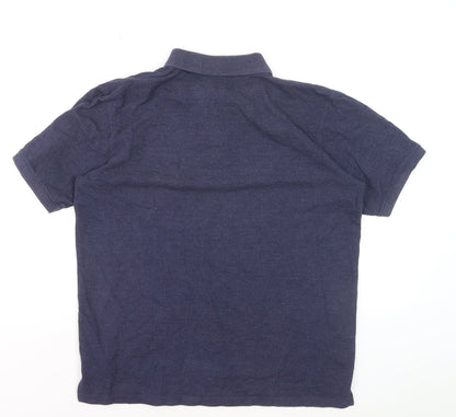 LFC Men's Blue Collared Short Sleeve Cotton Polo Shirt M