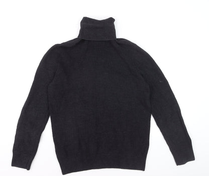 H&M Men’s Black Roll Neck Cotton Jumper Size M