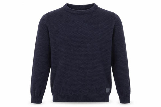 2nd Chapter Men's Blue Acrylic Crew Neck Cable Knit Jumper Size L