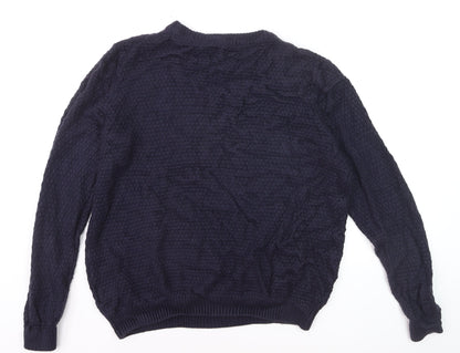 2nd Chapter Men's Blue Acrylic Crew Neck Cable Knit Jumper Size L