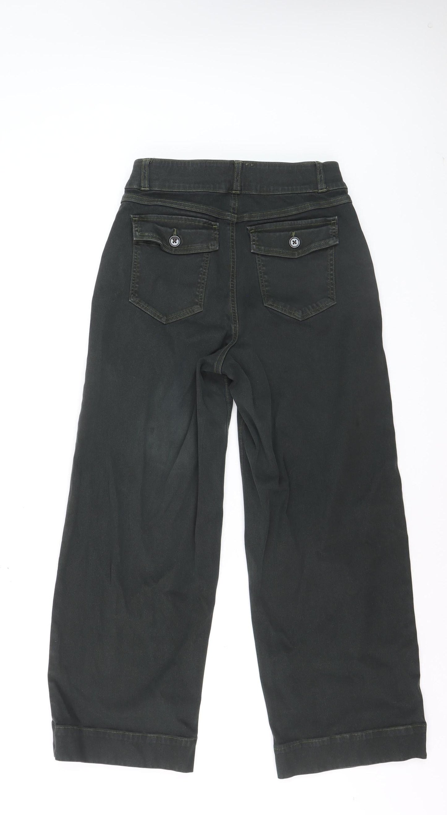 Spanx Women Black M Wide-Leg Jeans with Button Detail