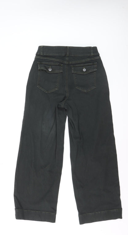 Spanx Women Black M Wide-Leg Jeans with Button Detail