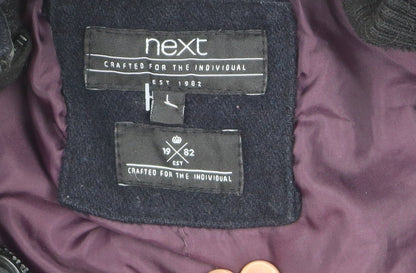 Next Men's Blue Wool Blend Hooded Parka Coat L Regular Fit