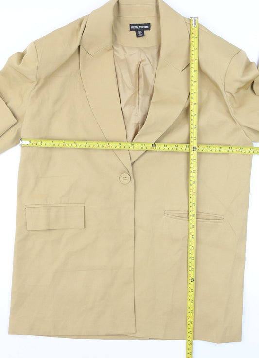 PrettyLittleThing Women’s Beige Regular Fit Single-Breasted Blazer UK 6