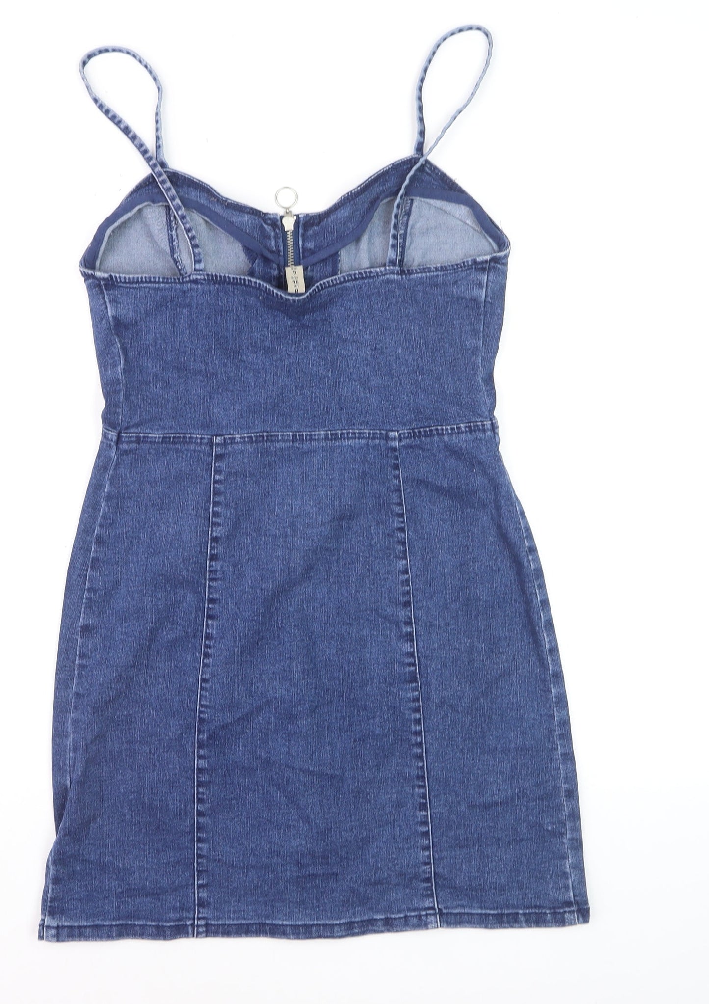 Denim Co Women Blue Size 8 Bodycon Denim Zip Front Dress
