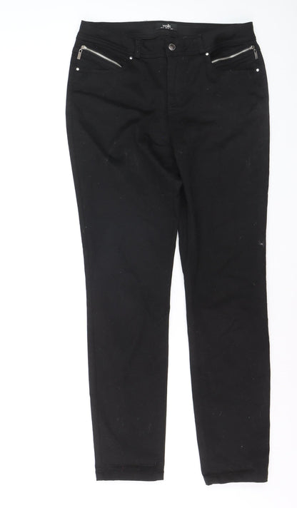 Wallis Women Black Size 12 Skinny Stretch Zip Jeans
