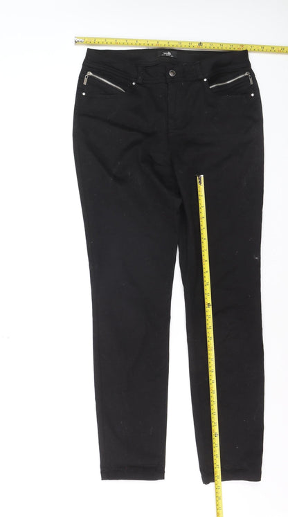 Wallis Women Black Size 12 Skinny Stretch Zip Jeans
