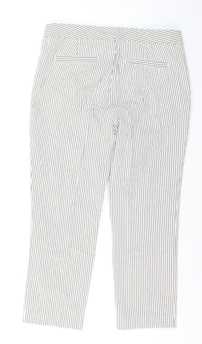 Lauren Ralph Lauren Women's Grey Striped Cotton Stretch Chino Trousers Size 10