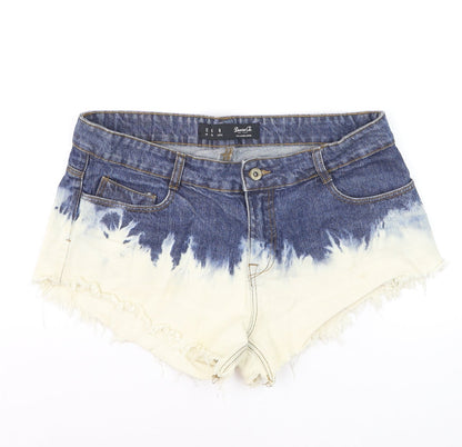 Denim Co. Women Blue Tie-Dye Hot Pants Denim Shorts Size 12