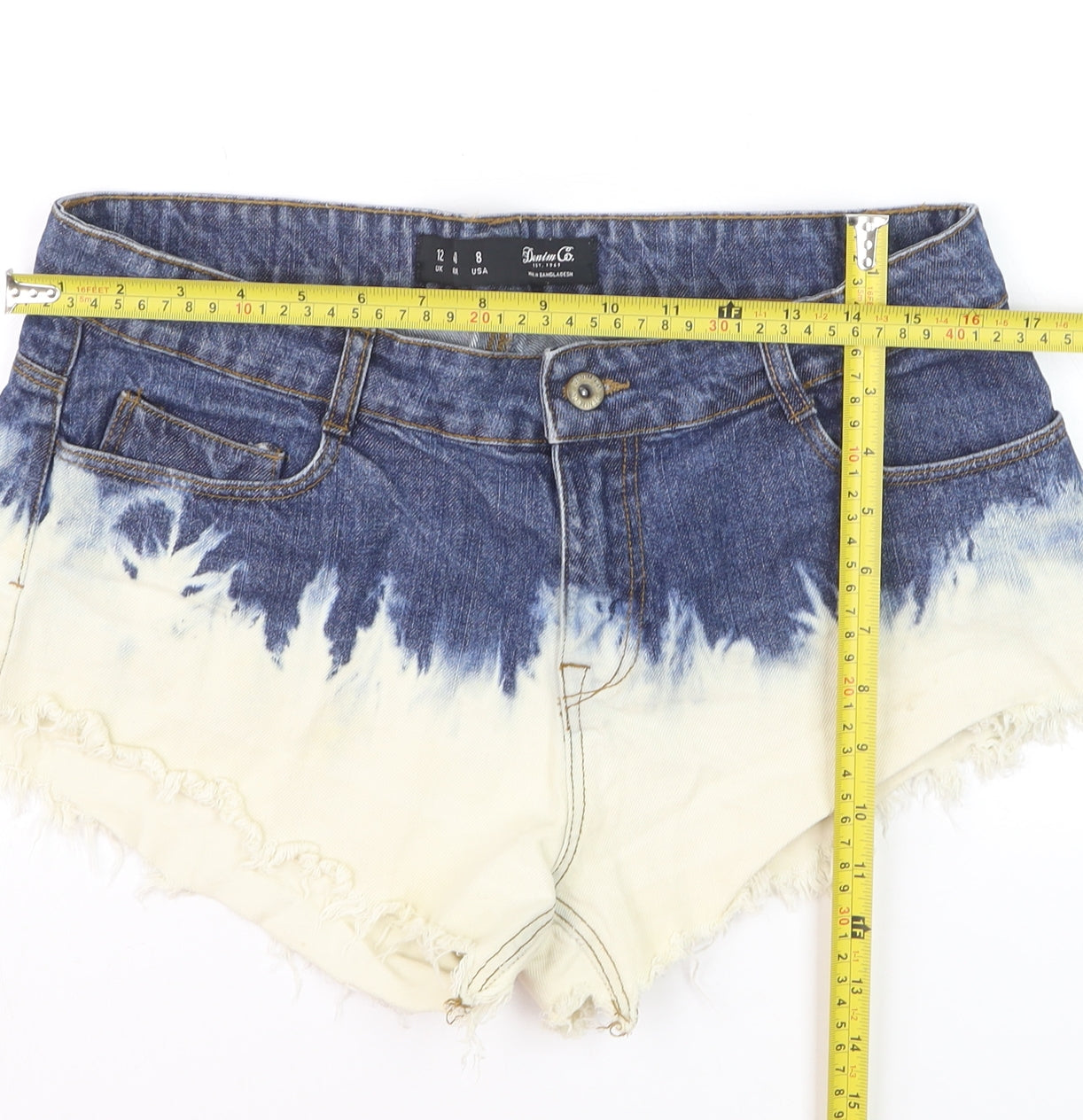 Denim Co. Women Blue Tie-Dye Hot Pants Denim Shorts Size 12