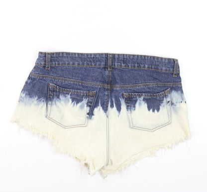 Denim Co. Women Blue Tie-Dye Hot Pants Denim Shorts Size 12