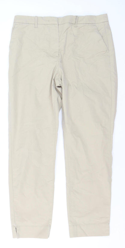 Marks and Spencer Womens Beige Chino Trousers Size 12 Regular