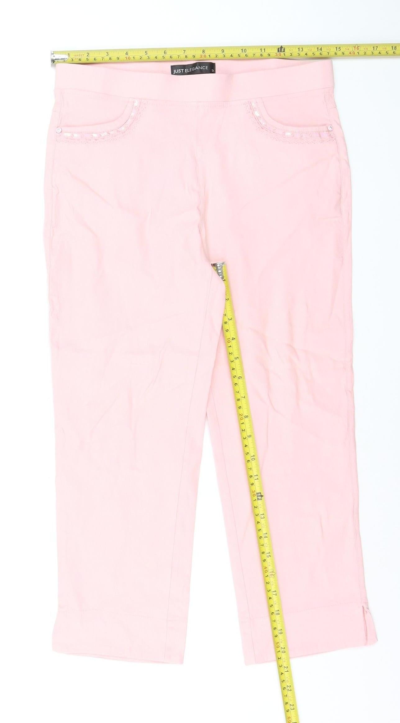 Just Elegance Women's Pink Capri Leggings Size 12 Stretch Cotton