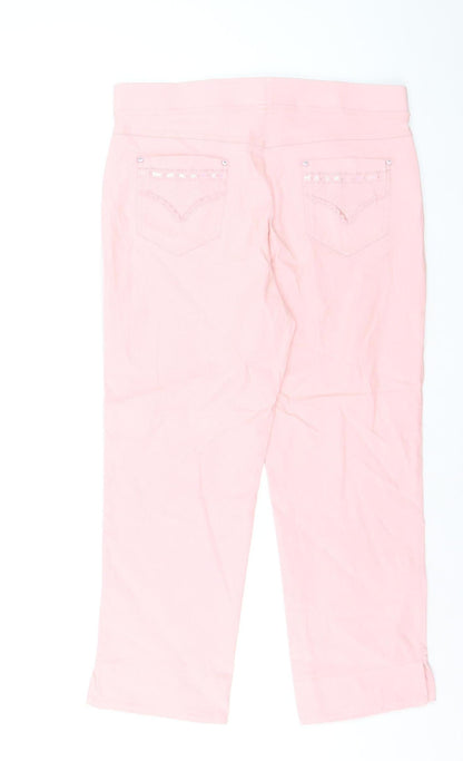 Just Elegance Women's Pink Capri Leggings Size 12 Stretch Cotton