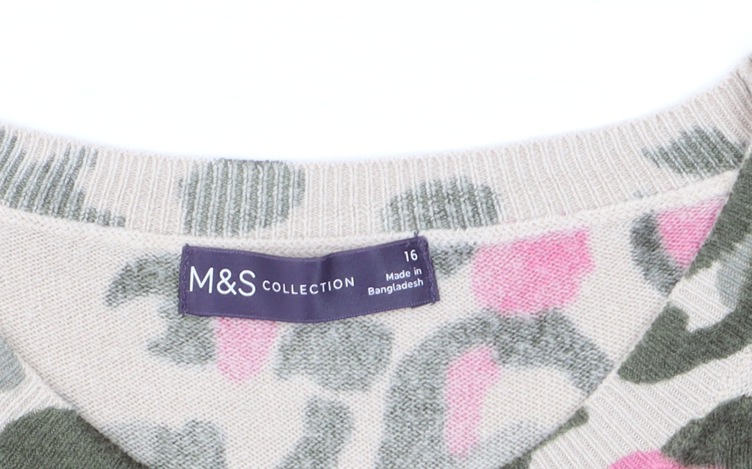 Marks and Spencer Women Multicoloured Animal Print Jumper Size 16