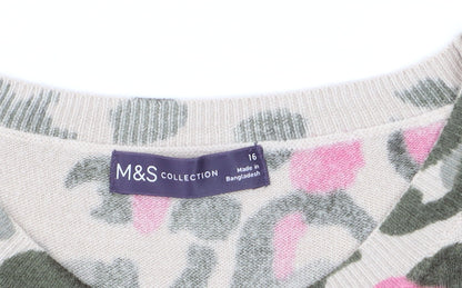 Marks and Spencer Women Multicoloured Animal Print Jumper Size 16