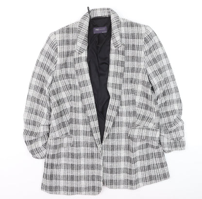 Marks and Spencer Women’s Grey Check Blazer Size 12 Lined Tweed Jacket