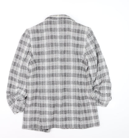 Marks and Spencer Women’s Grey Check Blazer Size 12 Lined Tweed Jacket
