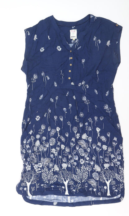 Mandaray Women Blue Floral Viscose Shift Dress Size 14