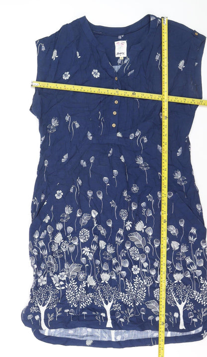 Mandaray Women Blue Floral Viscose Shift Dress Size 14
