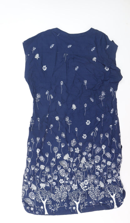 Mandaray Women Blue Floral Viscose Shift Dress Size 14