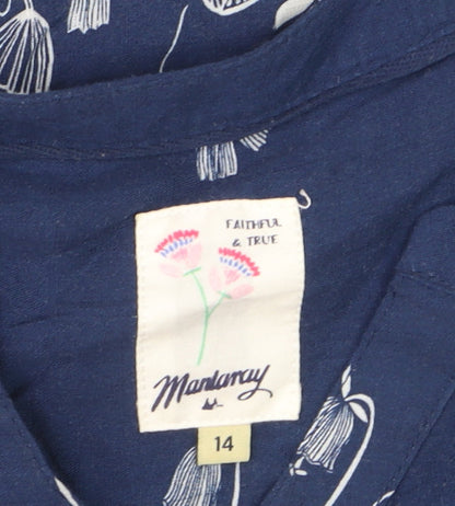 Mandaray Women Blue Floral Viscose Shift Dress Size 14