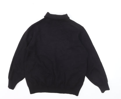 Jaeger Women's Black Roll Neck Merino Wool Jumper Size 12