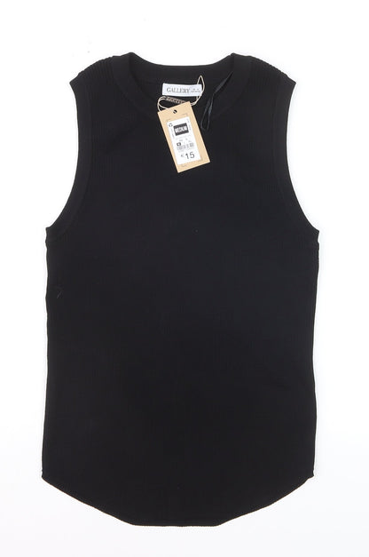 Gallery Women’s Black Ribbed Knit Sleeveless Tank Top Size M