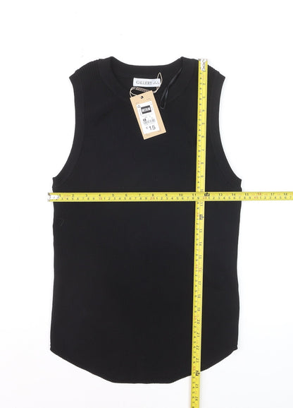 Gallery Women’s Black Ribbed Knit Sleeveless Tank Top Size M