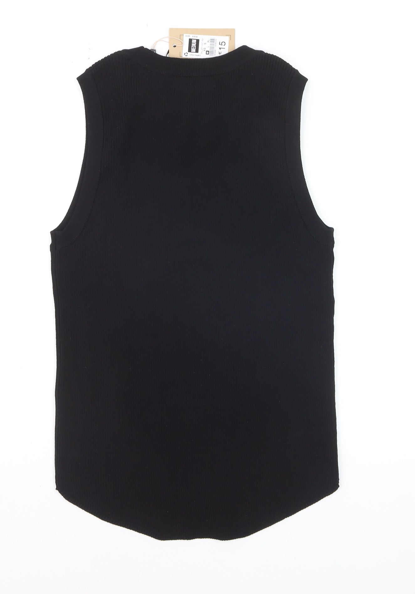 Gallery Women’s Black Ribbed Knit Sleeveless Tank Top Size M