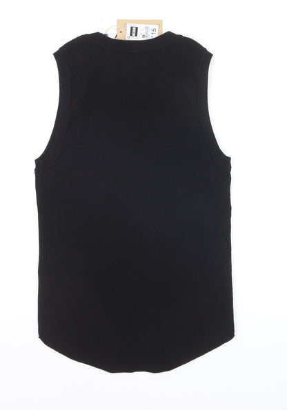 Gallery Women’s Black Ribbed Knit Sleeveless Tank Top Size M