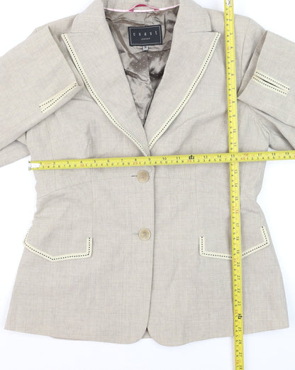 Coast Women Beige Linen Blend Single-Breasted Blazer Size 14