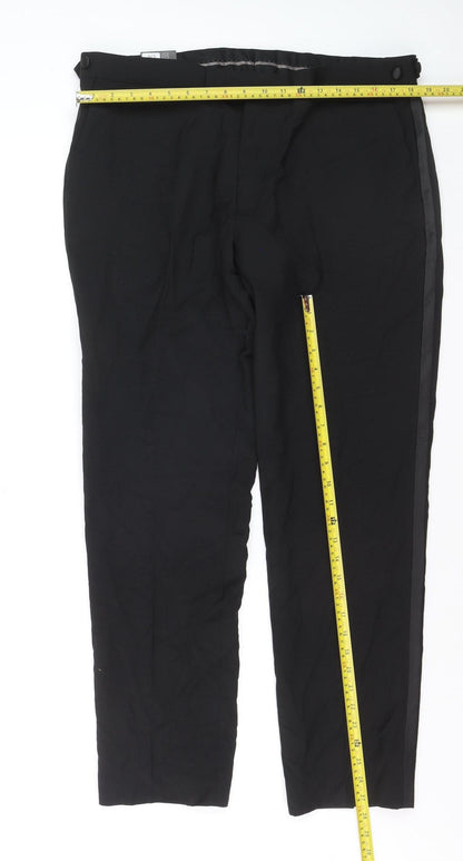 Marks and Spencer Autograph Black Wool Blend Tailored Women's Trousers 38in Waist