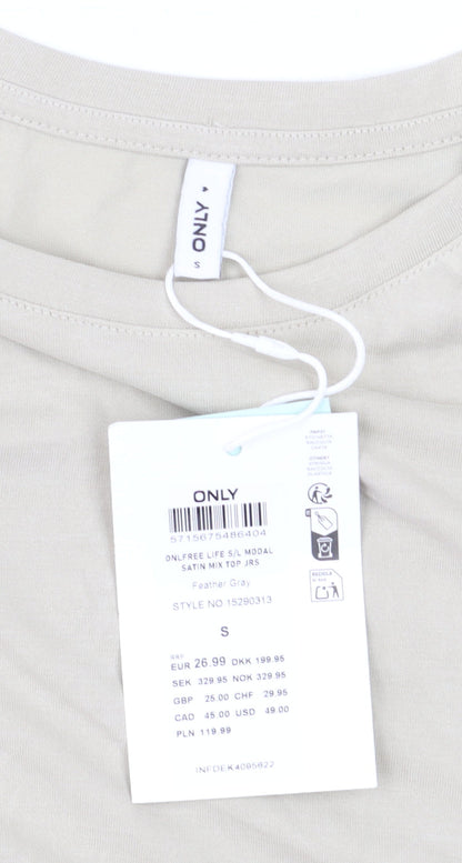 ONLY Women's Beige Sleeveless Modal Blend Tank Top Size S