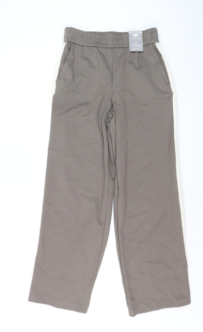 F&F Women’s Brown Wide Leg Trousers Size 10 Elastic Waist Viscose Blend
