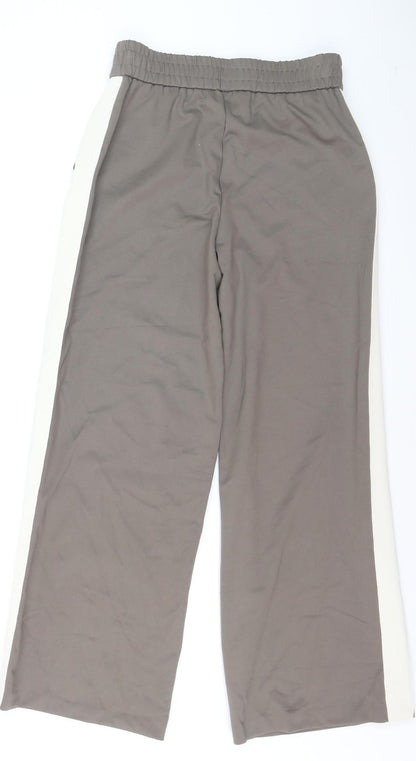 F&F Women’s Brown Wide Leg Trousers Size 10 Elastic Waist Viscose Blend