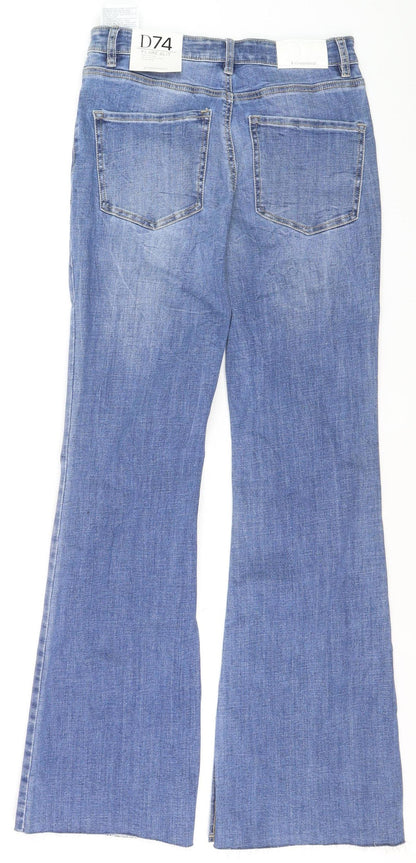 Stradivarius Women’s Blue Flared High Rise Jeans Size 12 Flare Slit
