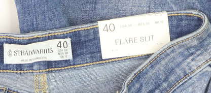 Stradivarius Women’s Blue Flared High Rise Jeans Size 12 Flare Slit