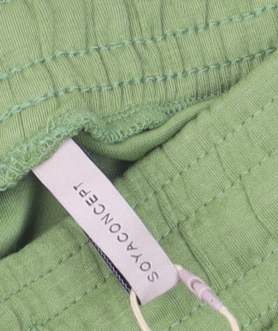Soya Concept Women’s Green Wide-Leg Trousers Size M Cotton Blend