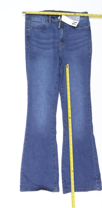 Noisy May Women's Blue High Waist Flared Jeans Size 12