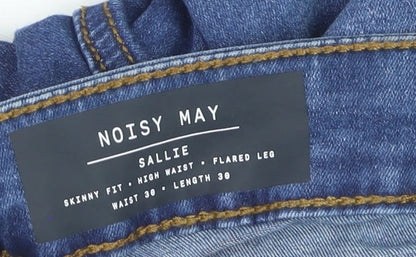Noisy May Women's Blue High Waist Flared Jeans Size 12