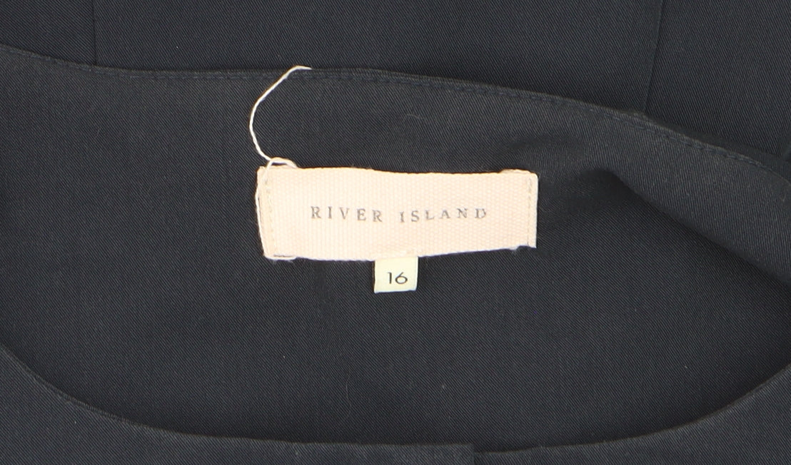 River Island Women's Blue Sleeveless Button Playsuit Size 16