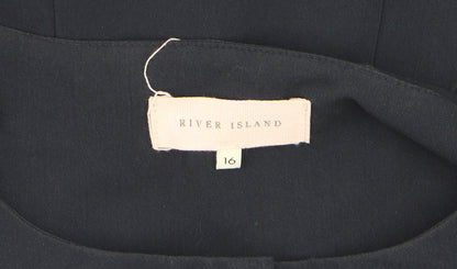 River Island Women's Blue Sleeveless Button Playsuit Size 16
