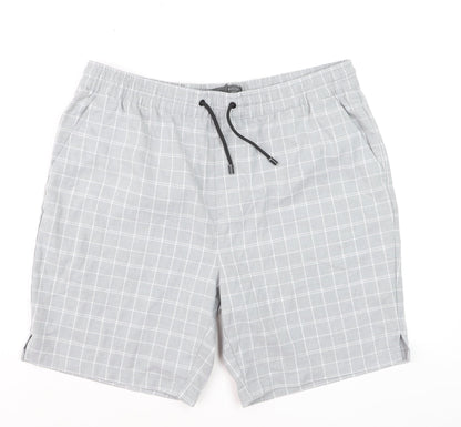 Denim Co. Men Grey Check Bermuda Shorts XL Cotton Casual