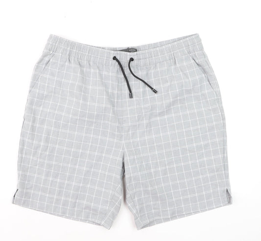Denim Co. Men Grey Check Bermuda Shorts XL Cotton Casual