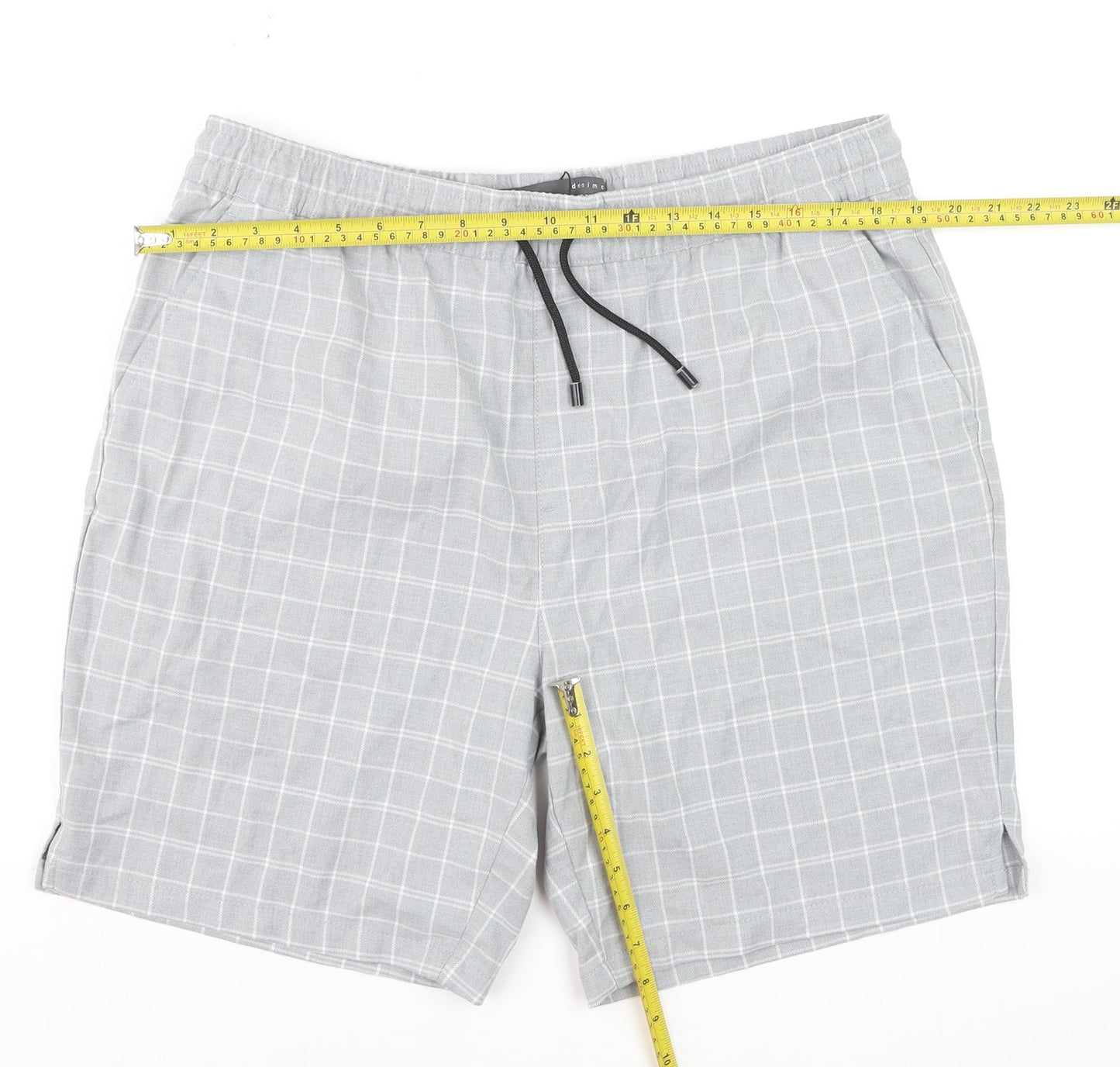 Denim Co. Men Grey Check Bermuda Shorts XL Cotton Casual