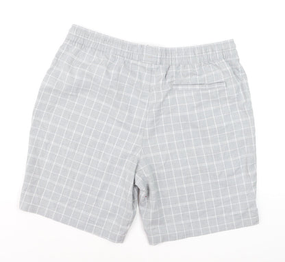 Denim Co. Men Grey Check Bermuda Shorts XL Cotton Casual