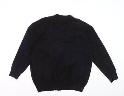 MOEWY Women's Black Beaded Heart Bow V-Neck Cardigan One Size