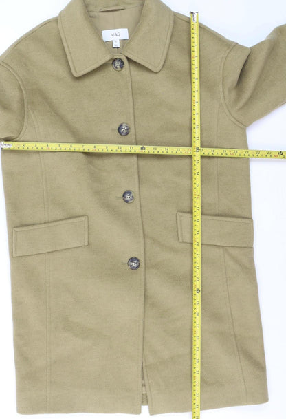 Marks and Spencer Women Beige Button Overcoat Size 10 Regular
