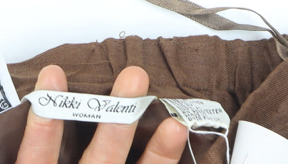 Nikki Valenti Women Brown Linen Trousers Size 20 Straight Fit